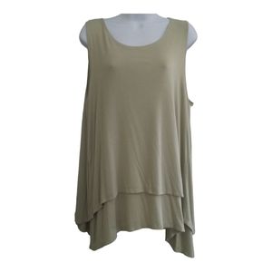 Soft Surroundings Sz Lg lite lime green Sleeveless round neckline high/Low Hem
